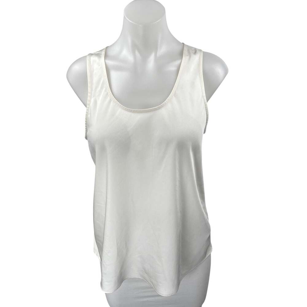 J.Crew Women's White Sleeveless Scoop Neck Button Back Blouse Tank Top Size S